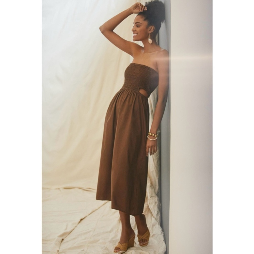 Faithfull the Brand Strapless Cutout Midi Dress